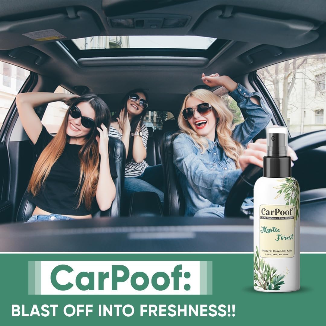 Natural Car Air Freshener Spray non toxic and Multi use Odor Eliminator for Cars, Homes Shoes Offices and More, 400+ Sprays, 2.5 oz Travel Size, naturally fading, short lasting scent, Mystic Forest