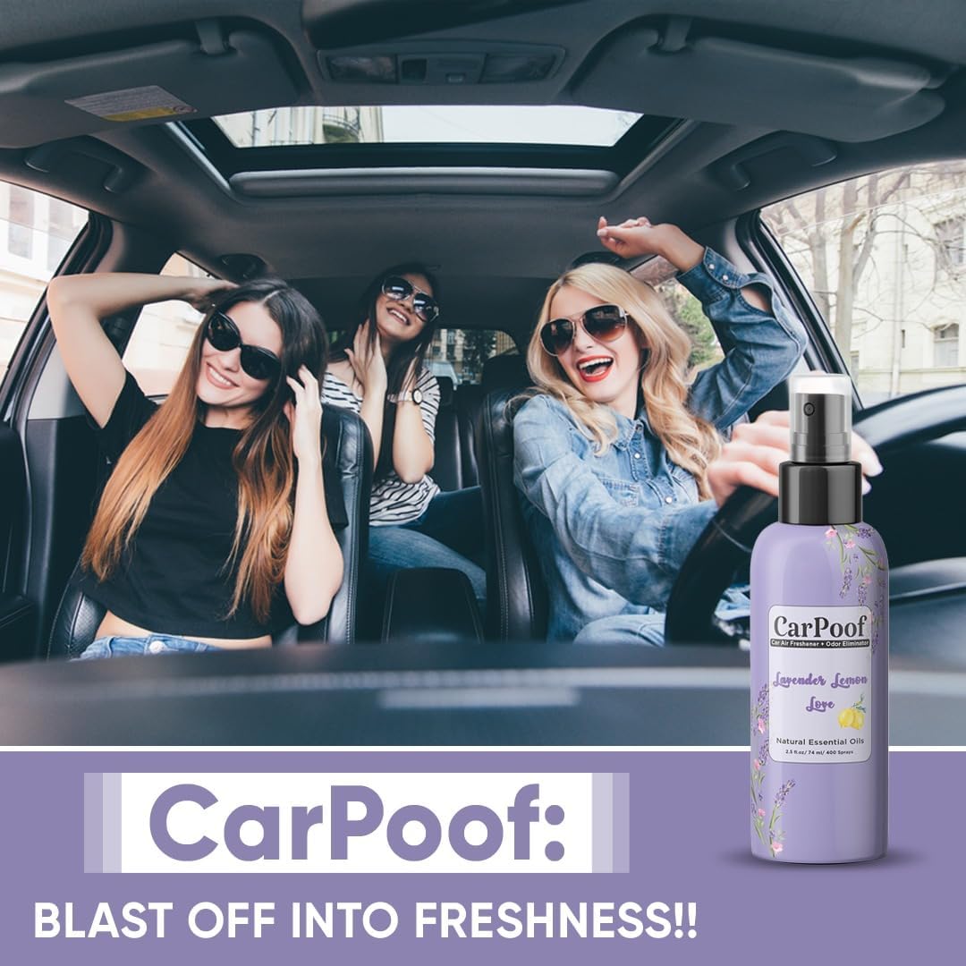 Car Air Freshener Spray Lavender Lemon scent, Natural non toxic, car odor eliminator, naturally fading, short lasting scent, 400+ Sprays 2.5 oz Travel Size