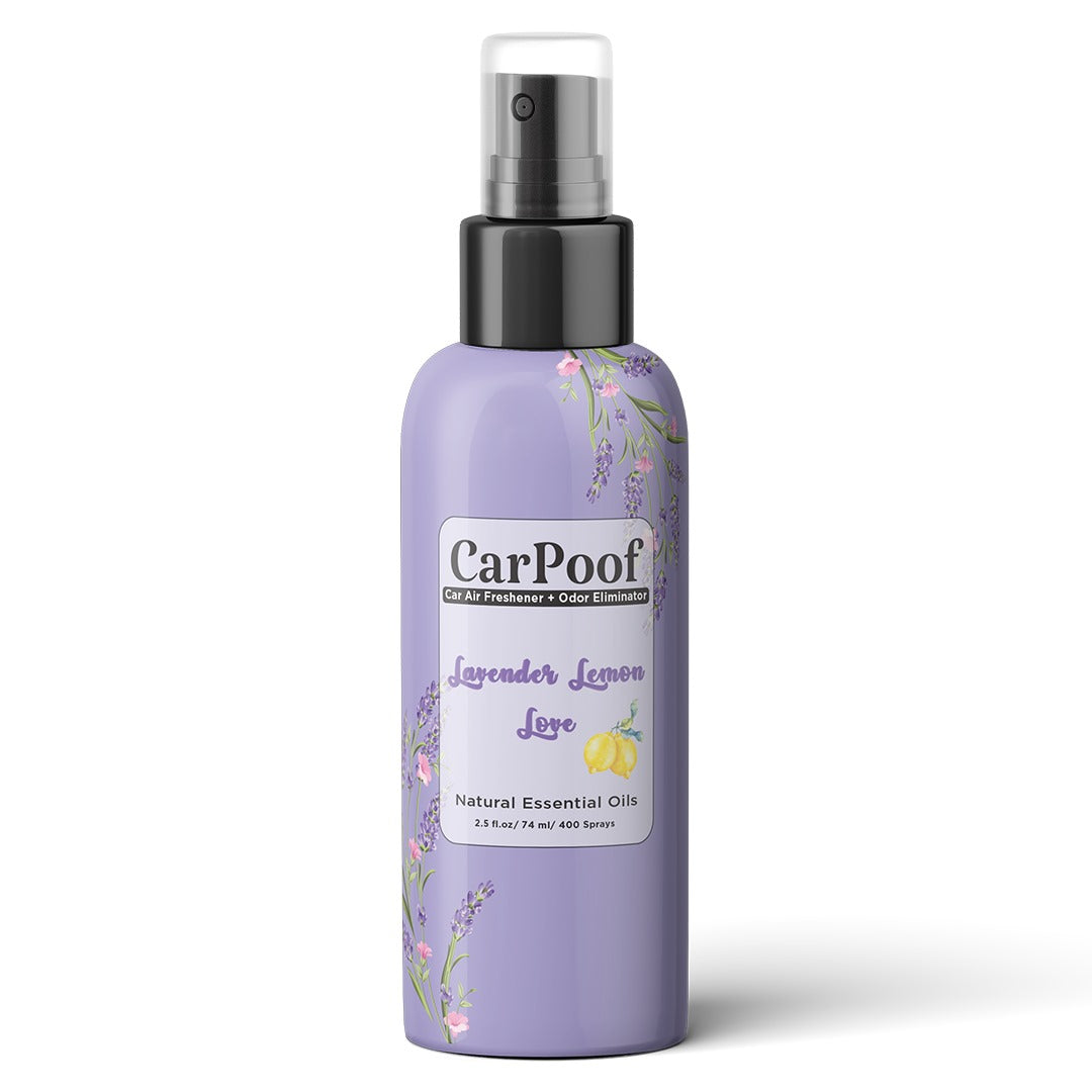 Car Air Freshener Spray Lavender Lemon scent, Natural non toxic, car odor eliminator, naturally fading, short lasting scent, 400+ Sprays 2.5 oz Travel Size