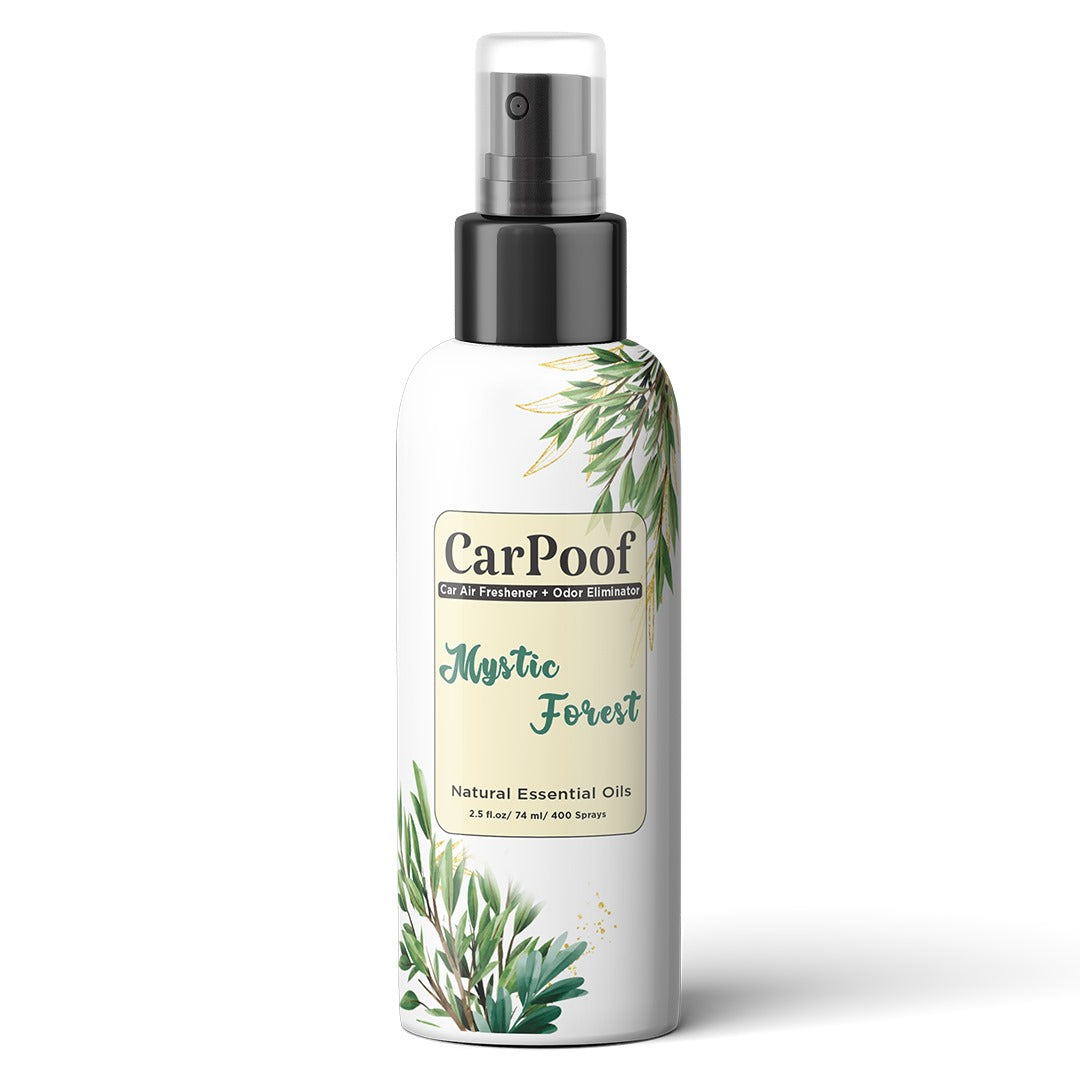 Natural Car Air Freshener Spray non toxic and Multi use Odor Eliminator for Cars, Homes Shoes Offices and More, 400+ Sprays, 2.5 oz Travel Size, naturally fading, short lasting scent, Mystic Forest