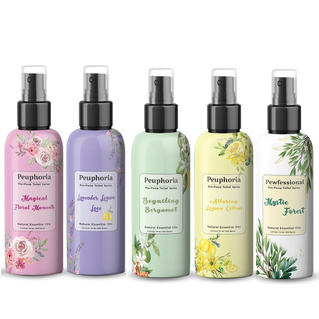 Pre Poo Toilet Spray, Poop Spray for toilet, Bathroom Odor Eliminator and Air Freshener, 2.5 Ounce, 5 pack Travel Size